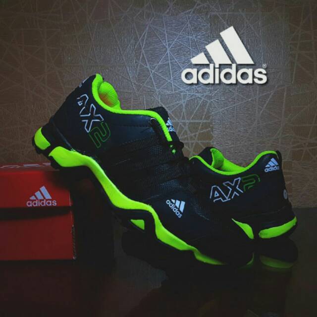 SEPATU OUTDOOR ADIDAS AX2 GRADE ORI HITAM STABILO / ADIDAS PRIA / SEPATU GYM PRIA / SEPATU ADIDAS