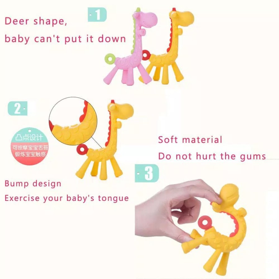HK Teether Giraffe Mainan Gigitan Bayi Jerapah
