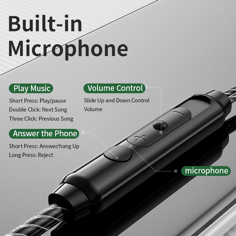 Tm-01 Earphone In ear HIFI Subwoofer Dengan Kabel + Mic + Jack 3.5mm Untuk Olahraga