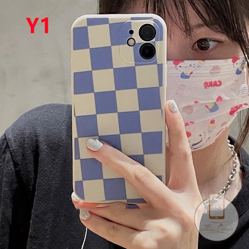 Soft Case TPU Motif Kotak-Kotak Untuk IPhone 11 XR 7 8 6 6s Plus 13 12 11 Pro Max X XR XS Max SE 2020