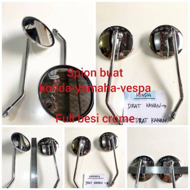 SPION BULAT RETRO FULL BESI CROME BUAT MOTOR HONDA (DRAT SPION 14 HONDA)
