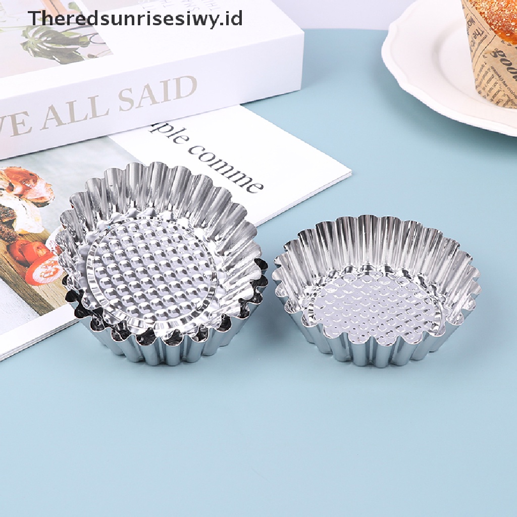 # Alat Rumah Tangga # 1 / 6Pcs Cetakan Cupcake / Egg Tart Bentuk Bulat Bahan Stainless Steel Reusable