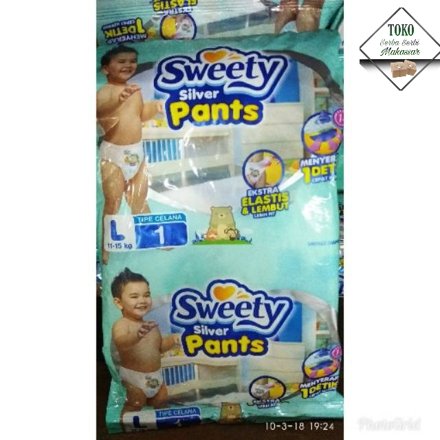 TSSM popok bayi Sweety silver pants sachet ukuran S,M,L,XL (6 sachet)