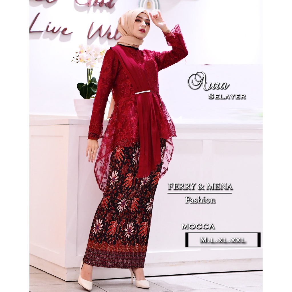 FER> BAJU KEBAYA AURA SELENDANG / BAJU KEBAYA MODERN /BLOUSE KEBAYA TERLARIS - KEBAYA MODEL KEKINIAN-MAROON