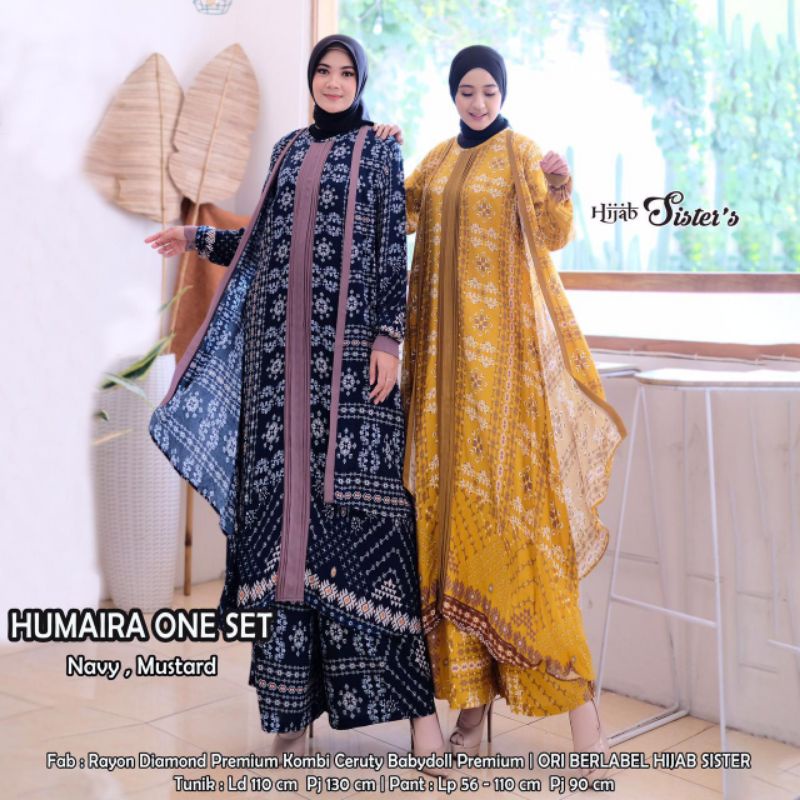SETELAN TUNIK / KAFTAN + CELANA RAYON PREMIUM HUMAIRA ONE SET BY HIJAB SISTER