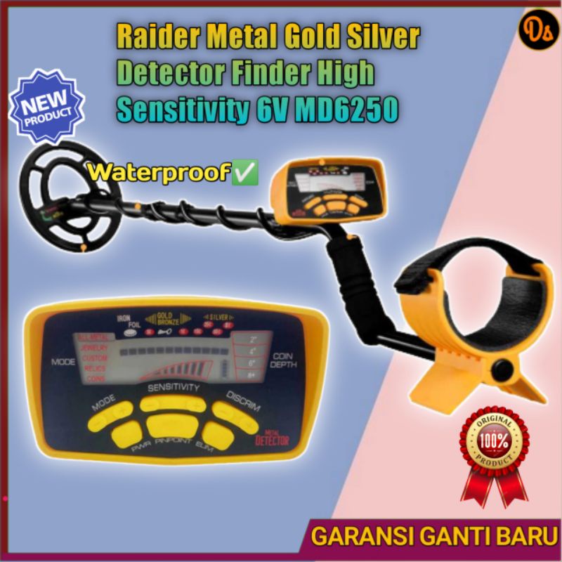 PROMO Metal Detector Alat Pendeteksi Emas Logam Metal Gold Silver Detector metal detektor logam emas alat pencari emas detektor metal detektor Alat deteksi emas alat pencari emas detektor waterproof 6V - MD6250 Raider 7COT0YBK