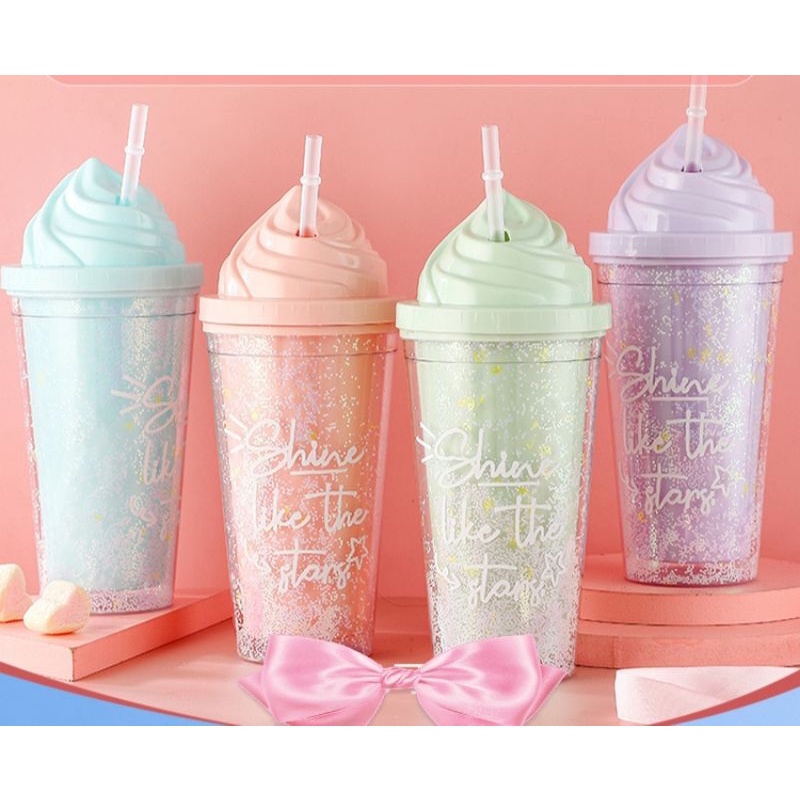 botol minum eskrim glitter tumbler glitter soft