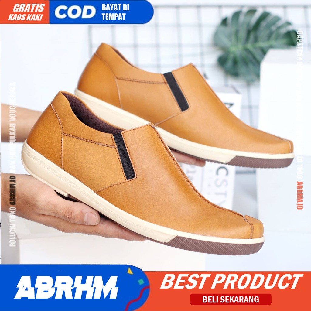 ABRHM x SANPLAT Sepatu Formal Pria Kulit Asli Sepatu Kerja Kantor Pantofel Cowok / Cowo Anti Slip Ori Sepatu Casual Kasual Pria Men Lokal Ori Original Footwear