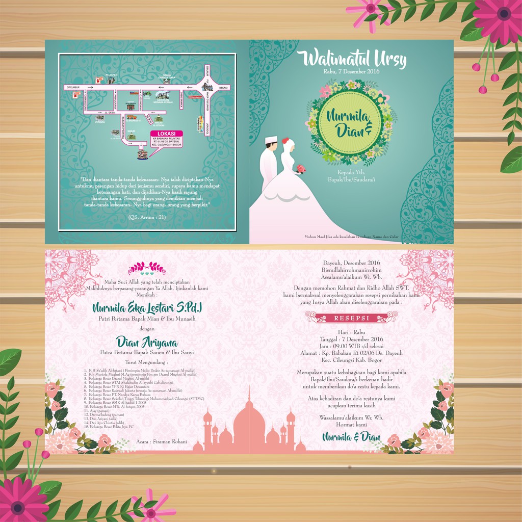 Undangan Pernikahan Islami Unik Murah Full Collor Bisa Pakai Foto Free Desain Sesuai Seleramu