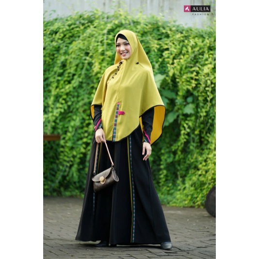 Set gamis KATYA black neon by AULIA fashion