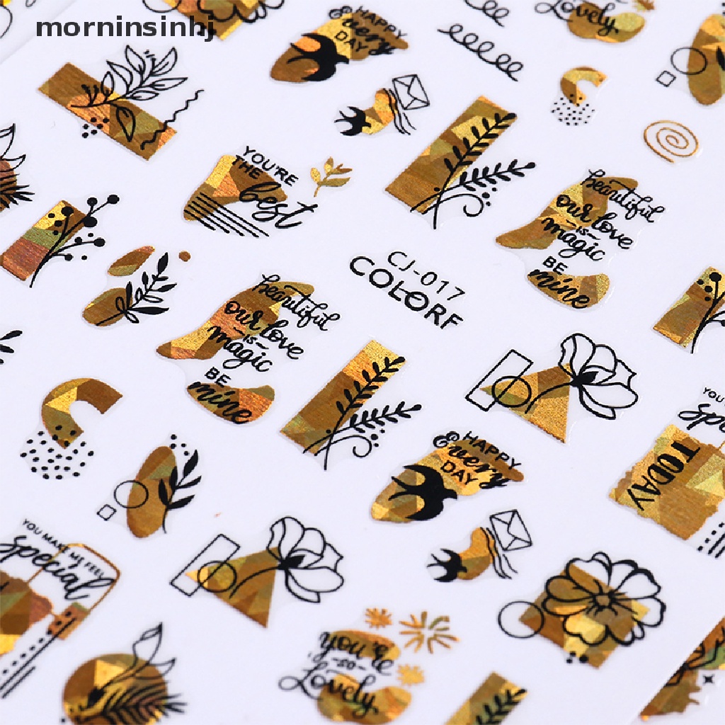 Mornin Stiker Kuku 3d Motif Daun Bronzing Untuk Nail Art