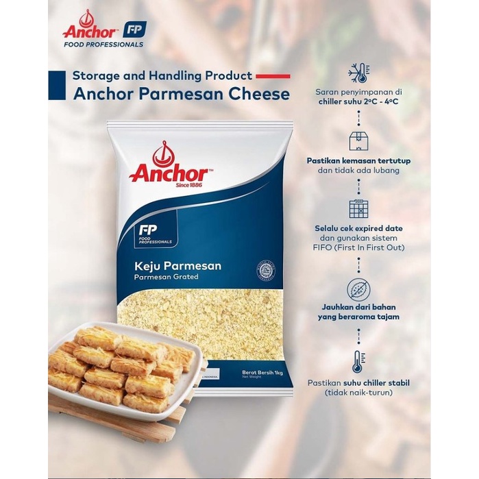 Anchor Keju Parmesan 100 Gr Cheese Grated Bubuk Halal Premium