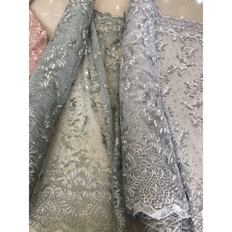 kain tulle akar bordir bunga tumpal/kain kebaya dan gaun