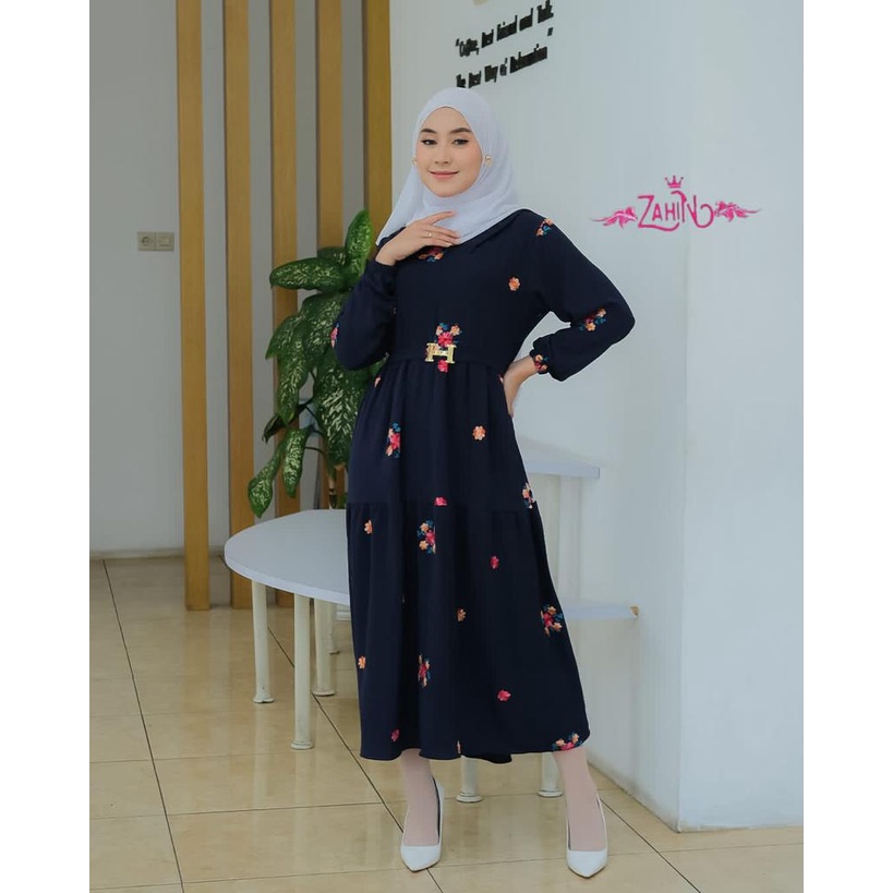 midi dress cringkel SHAKIFA ori amelia dan Nirmala Aluna ori zahin new kringkel rubi style serut susun