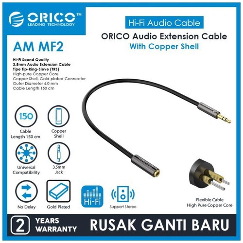 Cable aux audio Extension Orico jack 3.5mm Copper Shell 1.5m am-mf2-15