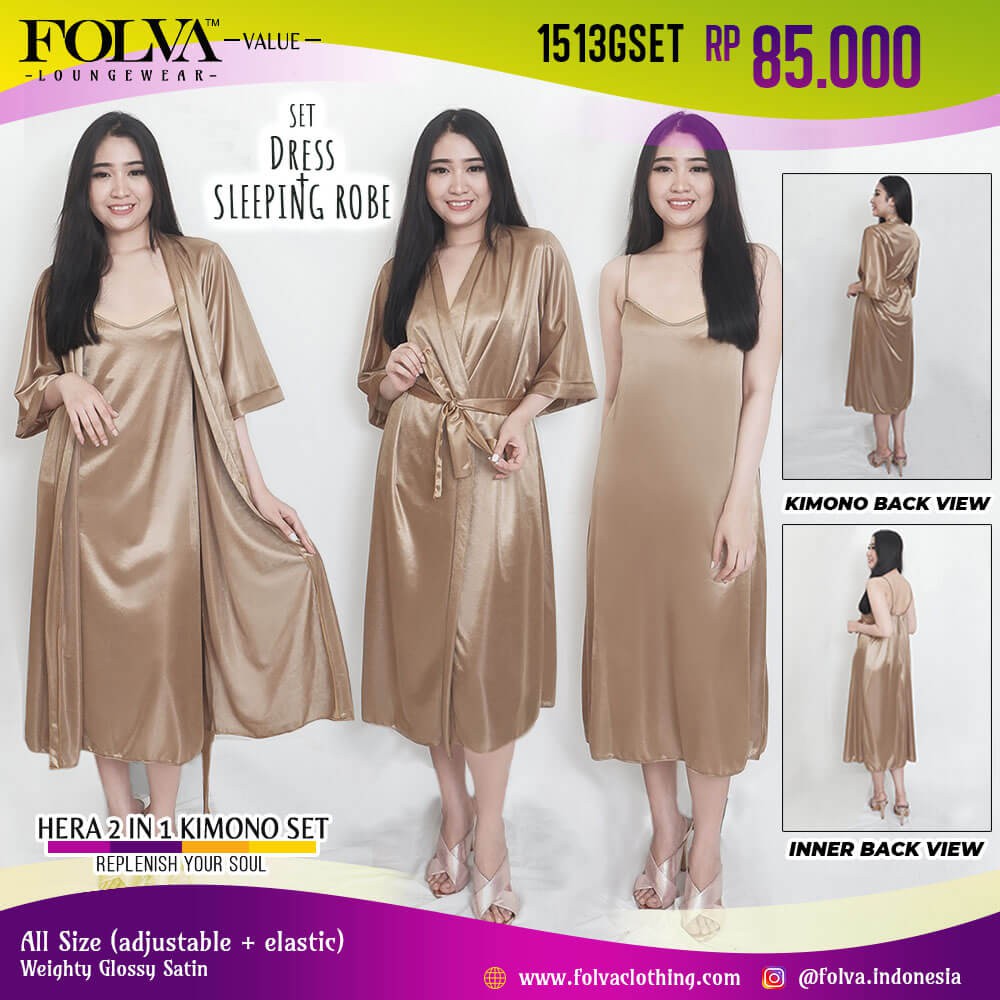FOLVA bridesmaid kimono set inner tanktop satin 1513GSET FOLVA bridesmaid kimono set inner tanktop satin 1513GSET