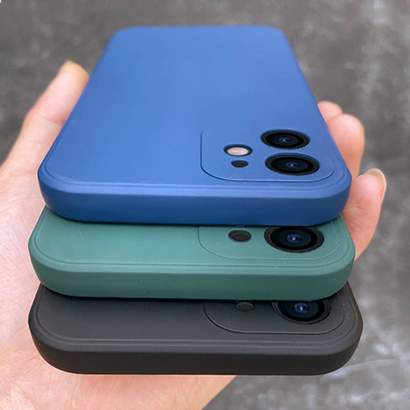 Soft Case Bahan Silikon Cair Bingkai Persegi Untuk iPhone 12 Mini 11 Pro Max X Xs Xr 7 8 6 6s Plus SE 2020 2022 SE3