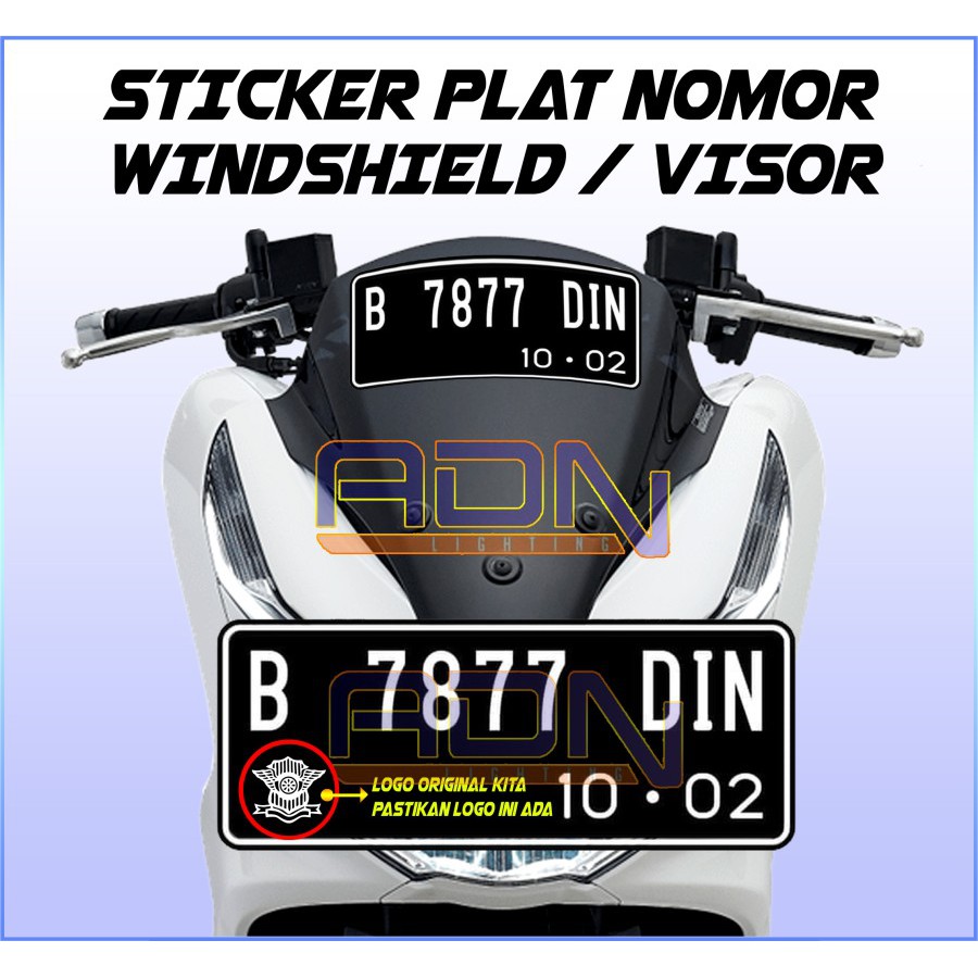 STICKER STIKER PLAT NOMOR UNTUK WINDSHIELD VISOR MOTOR 