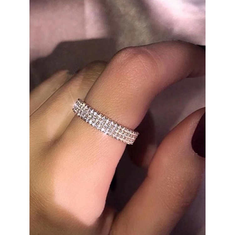 Cincin Zircon Berlian Imitasi Warna Silver Untuk Wanita