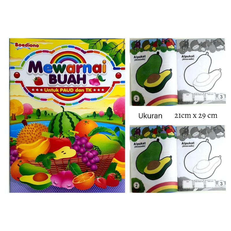 BOEDIONO - Buku Mewarnai Buah Untuk Paud & Tk ( Ukuran 21 X 29 )