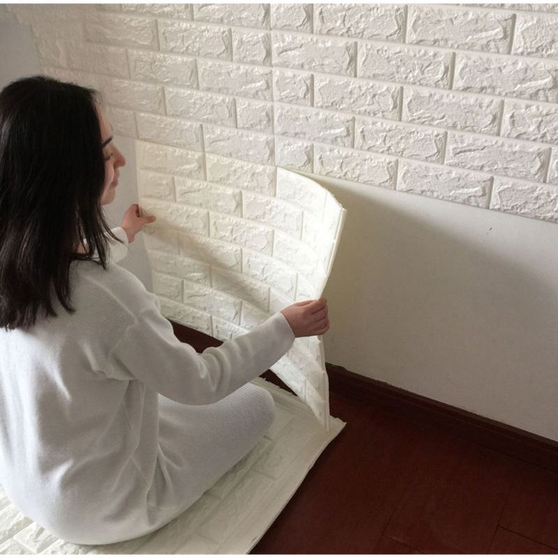 Wallpaper Dingding 3D Foam Embose Motif Batu Bata / Wall Sticker Dinding Dekorasi Ruangan