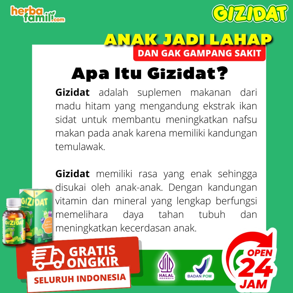 GIZIDAT 100% ORIGINAL | Vitamin Anak/Bayi Nafsu Makan Ori Official Store Asli Penambah Nafsu Makan Anak Secara Alami Tanpa Efek Samping Sangat Efektif Agar Anak Mau Makan GIZIDAT