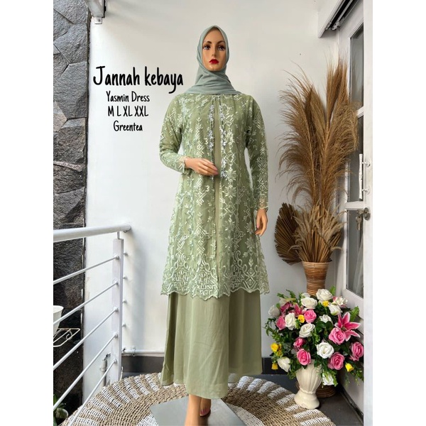 YASMIN DRESS//BAHAN TILLE BORDIR KOMBINASI CERUTY//By Jannah Kebaya