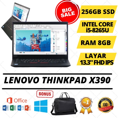 limited stok    promo obral   laptop gaming lenovo thinkpad x390   intel core i5 8265u   ram 8gb   2