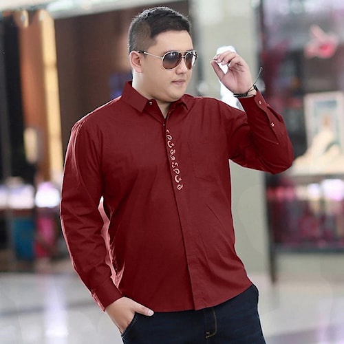 Diskon  Baju Kemeja Pria Jumbo / Kemeja Pria Lengan Panjang / Kemeja Kerja Kantor Pria / Kemeja Kasu