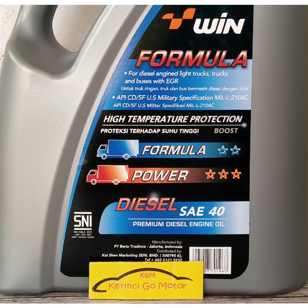 WIN FORMULA DIESEL SAE 40 5L OLI MESIN DIESEL