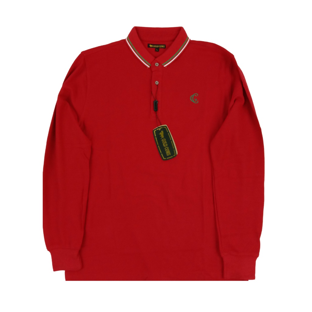 Gold Cows - Kaos Polo Lengan Panjang Bahan Polo Merah GLC 29121
