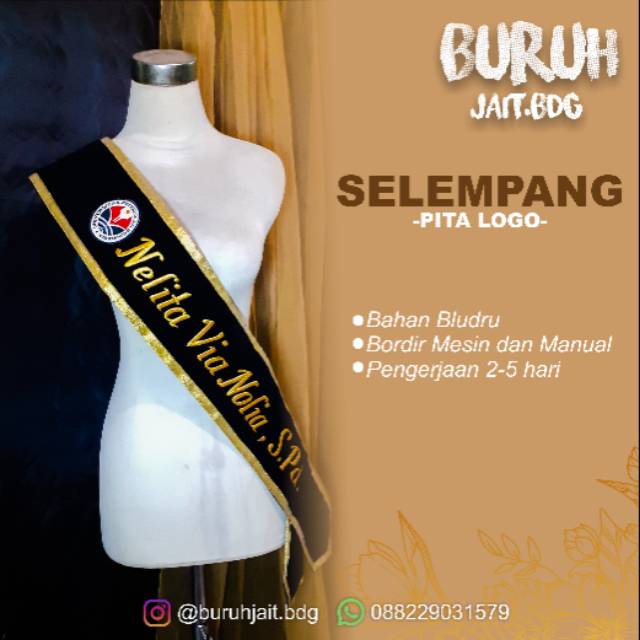 Selempang Wisuda Pita + Logo