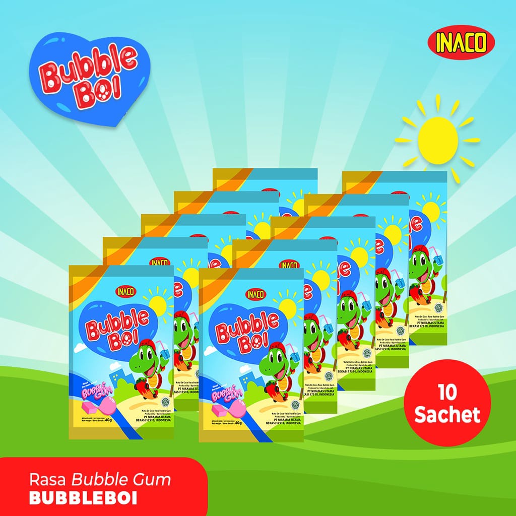 Inaco bubble boi renceng (isi 10 sachet) minuman nata de coco dalam sachet, cemilan enak dan murah