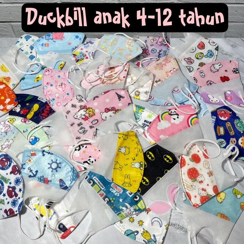 DUCKBILL Masker Anak 4-12 thn motif kids mask 3ply grosir face mask bukan sensi RANDOM