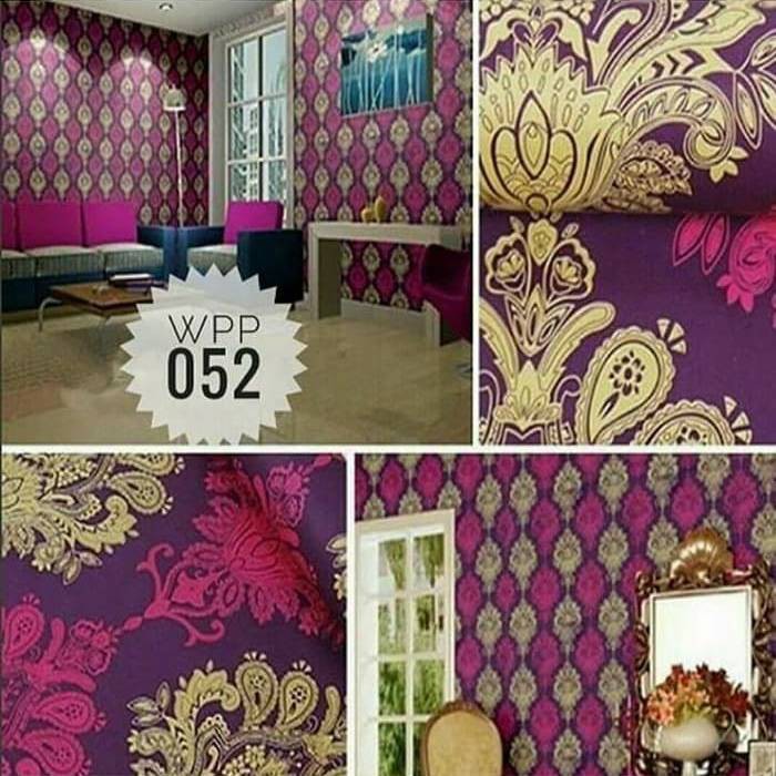 WALLPAPER DINDING BATIK UNGU UK:45 CM X 9 METER