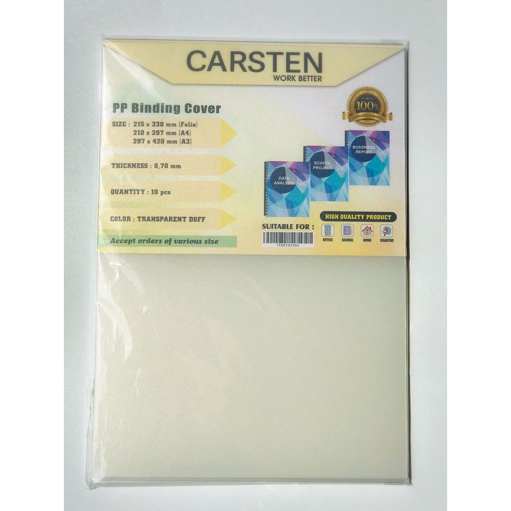 

ABmart Mika Cover jilid PP Pasir doff Transparan tebal 0.70 mm F4 isi 10 lembar
