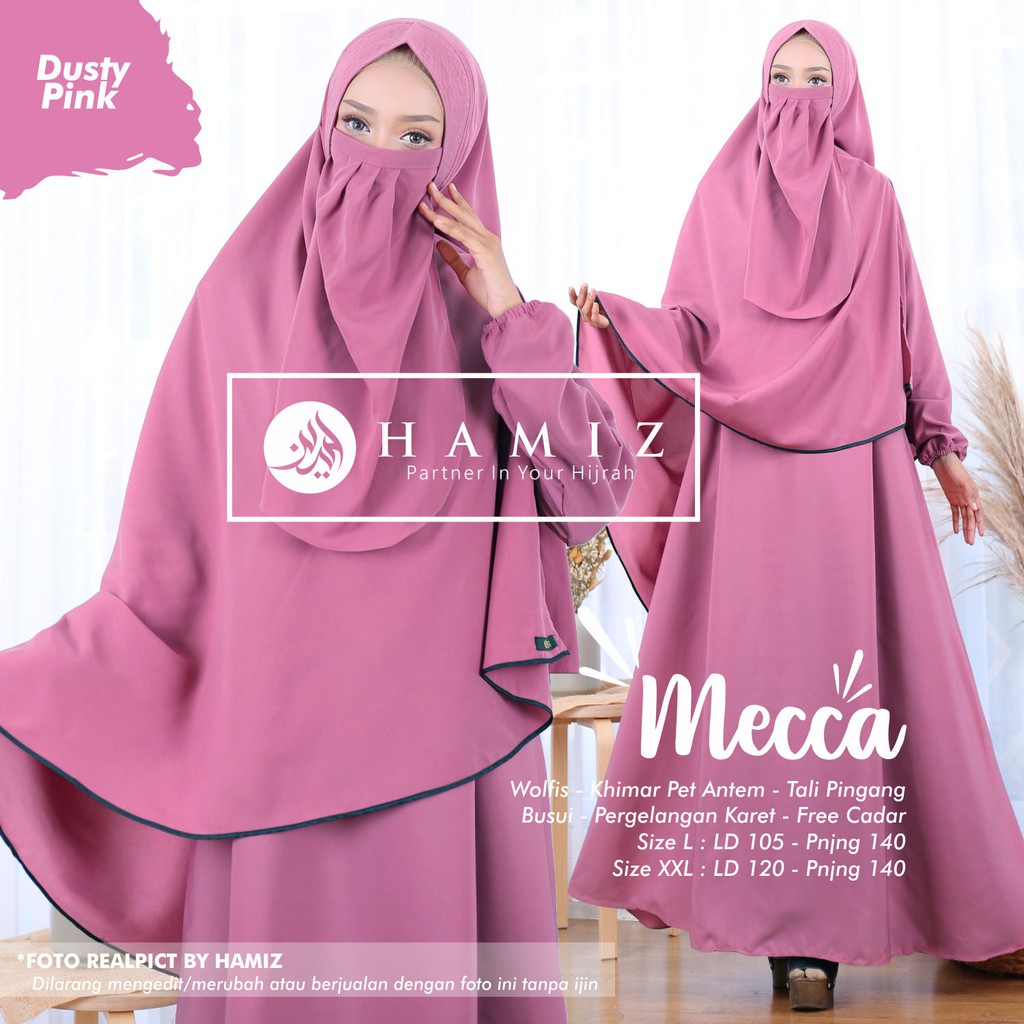 MECCA SYARI gamis set khimar cadar niqab wolfis original terbaru free ongkir HAMIZ-dusty pink