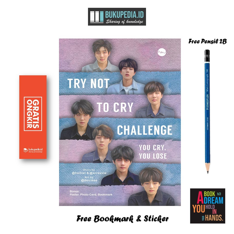 

BUKU TRY NOT TO CRY CHALLENGE - ARIA MEDIA - (BONUS PENSIL 2B, BOOKMARK, STIKER)