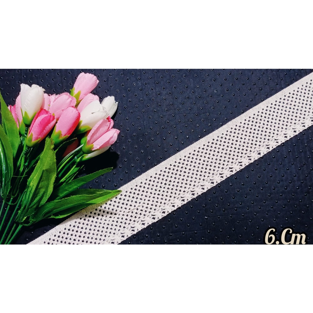 Renda Rajut 6 cm Perlengkapan Mukena Per Roll Isi 100 yard Tasikmalaya