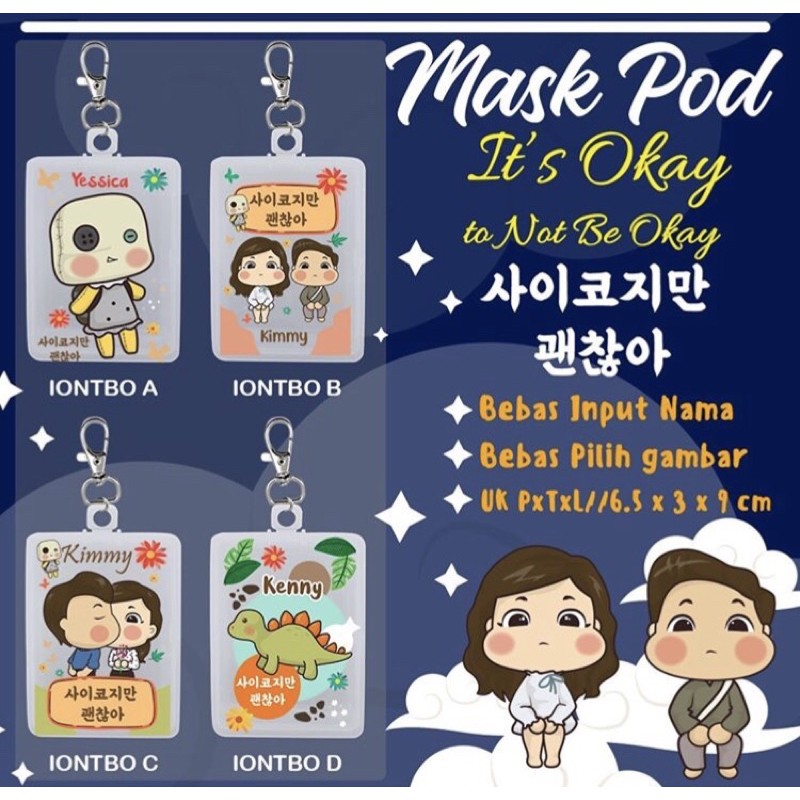 taurielstore - MASKER POD / KOTAK MASKER KOTAK PENYIMPANAN AKSESORIS ACC LUCU CUSTOM NAMA IONTBO