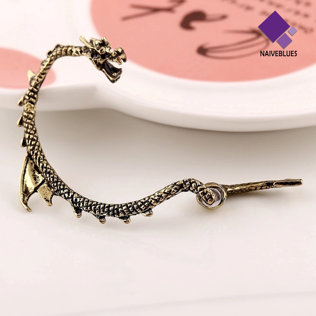 Naiveblue &gt; 1Pc Ear Cuff Bentuk Naga Gaya Punk Rock Bahan Alloy Untuk Pesta