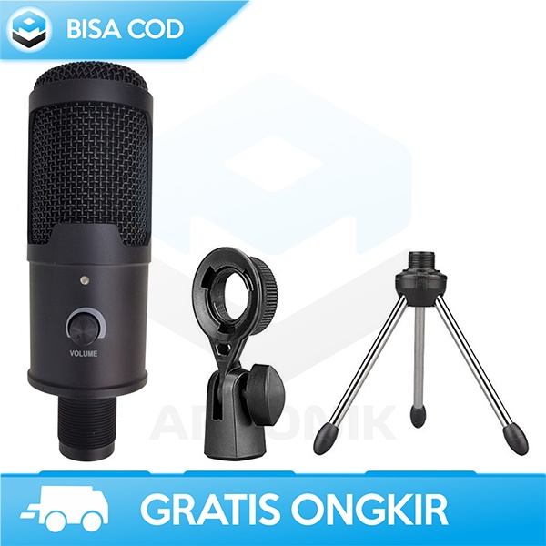 MIKROFON KONDENSER WITH STAND MIC KARAOKE TAFFSTUDIO 20HZ-20KHZ USB