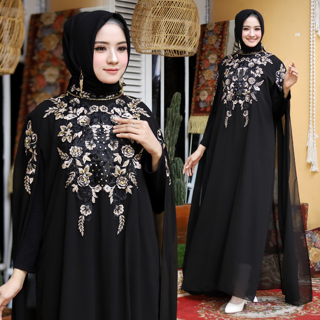 HOPYLOVY Gamis Pesta Maxi Dress Wanita Carine / Gamis Terbaru 2021 Lebaran Wanita Nagita