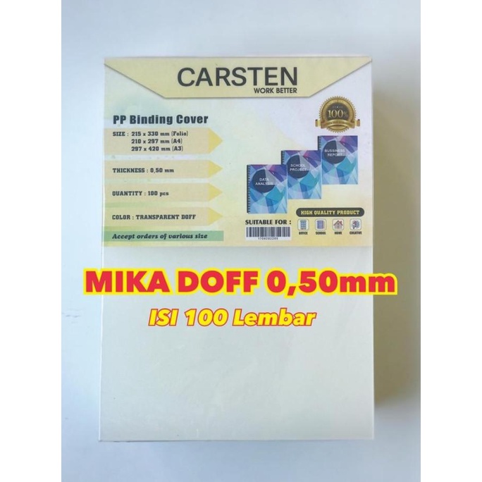 

[[COD]] Termurah!!! Cover mika jilid Doff atau emboss 0.50 A4 isi 100 lembar STOK TERBATAS Kode 948