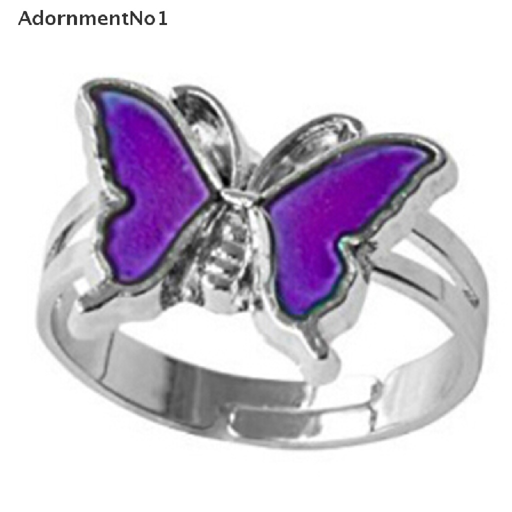 (AdornmentNo1) Cincin Mood ring Adjustable Motif Kupu-Kupu Dapat Berubah Warna Sesuai Suhu butterfly