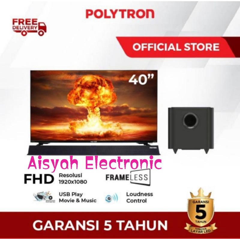 LED TV POLYTRON 40 INCH SOUND BAR GARANSI 5 TAHUN (PLD-40BV8958/PLD-40BS8953)