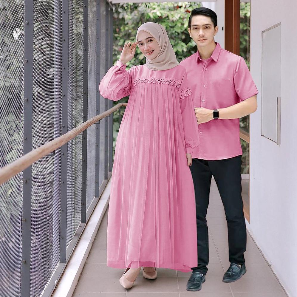 Couple Nuraini L Gamis Muslim Wanita L Kondangan Dress Cp Bj