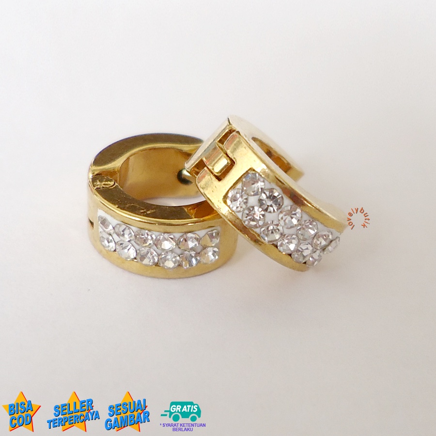 Lovelybutik Anting Titanium  Anak Perempuan Anting Jepit Titanium Wanita Tiny Clar4