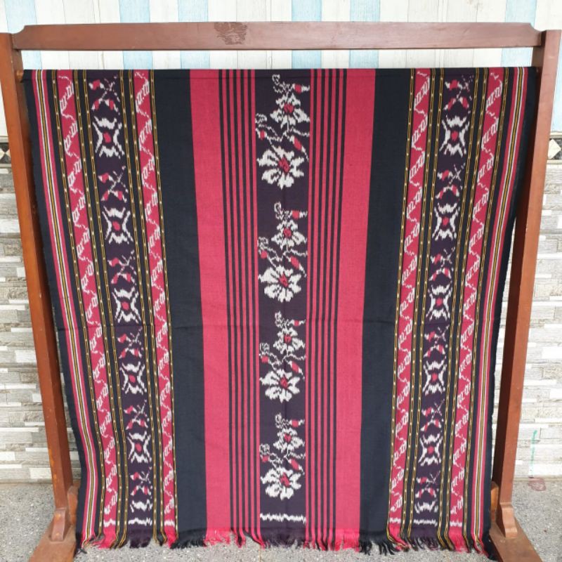 kain tenun blanket mawar merah mix lurik
