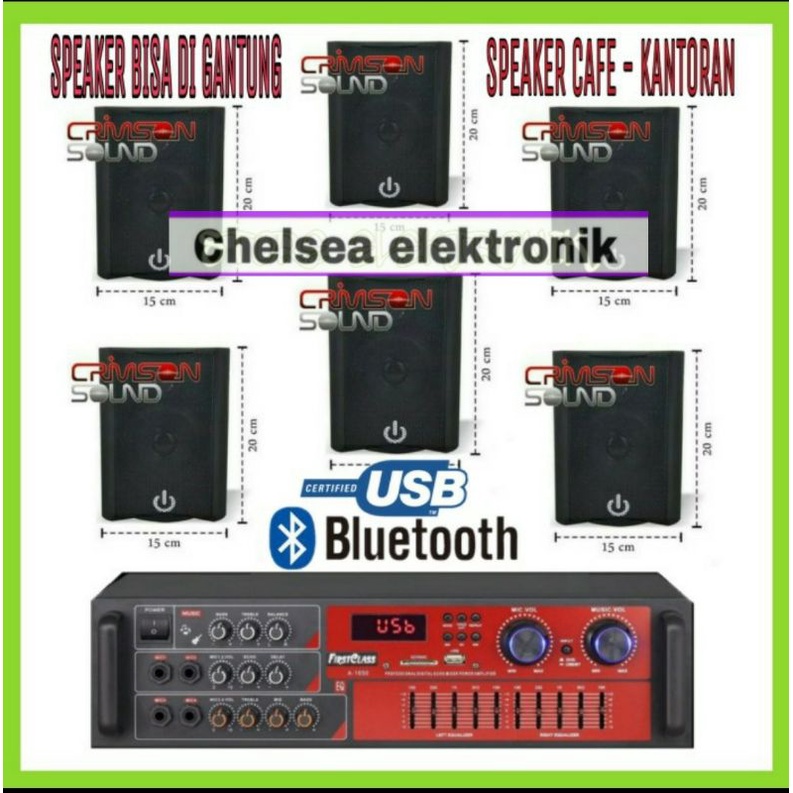 PAKET SOUND CAFE RESTORAN AMPLIFIER BLUETOOTH 6 TITIK GARANSI